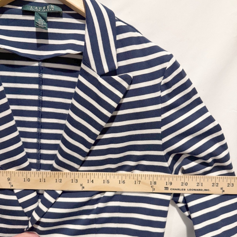 Lauren Ralph Lauren Striped Blazer Womens L Navy White Jacket Preppy Nautical - Picture 7 of 11